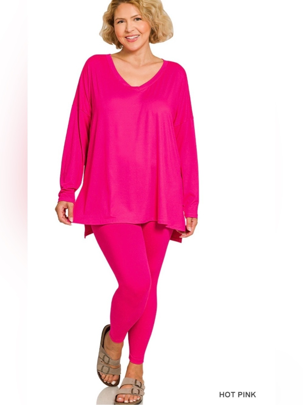 NEW!LAST ONE Plus Size Hot Pink brushed soft microfiber loungewear set Size 1X